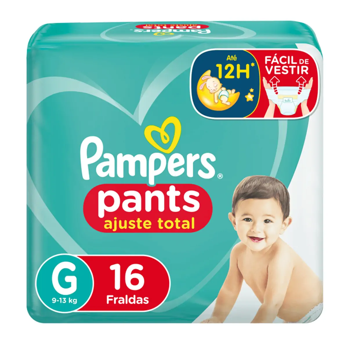 Fralda Pampers Pants Ajuste Total Roupinha G 16 unidades