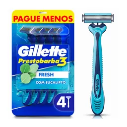 Aparelho de Barbear Gillette Prestobarba3 Fresh com Eucalipto 4 Unidades