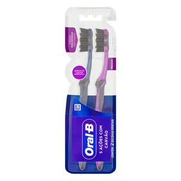 Escova Dental Oral-B 3D White 5 Ações com Carvão Macia 2 Unidades