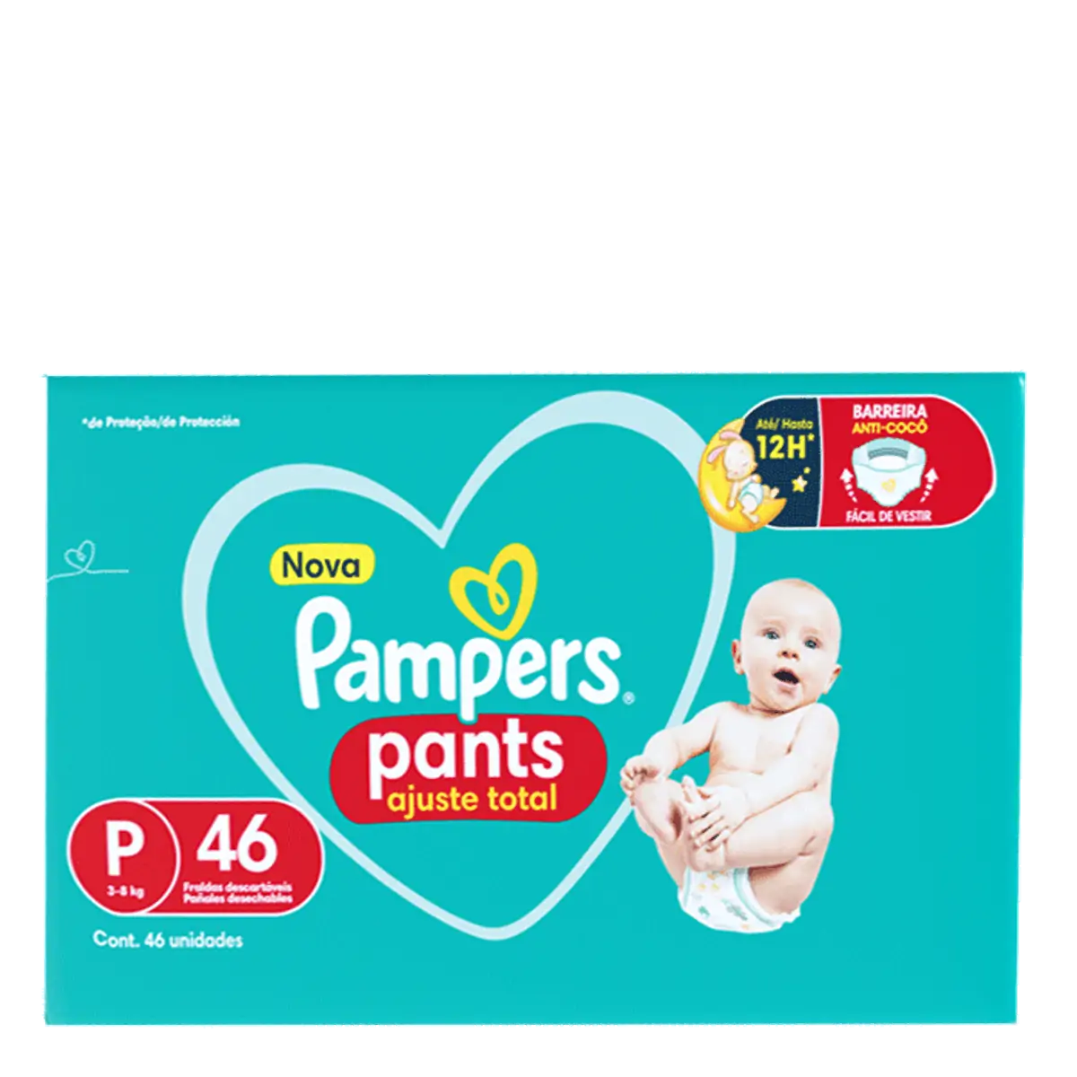 Fralda Pampers Pants Ajuste Total Roupinha P 46 Unidades