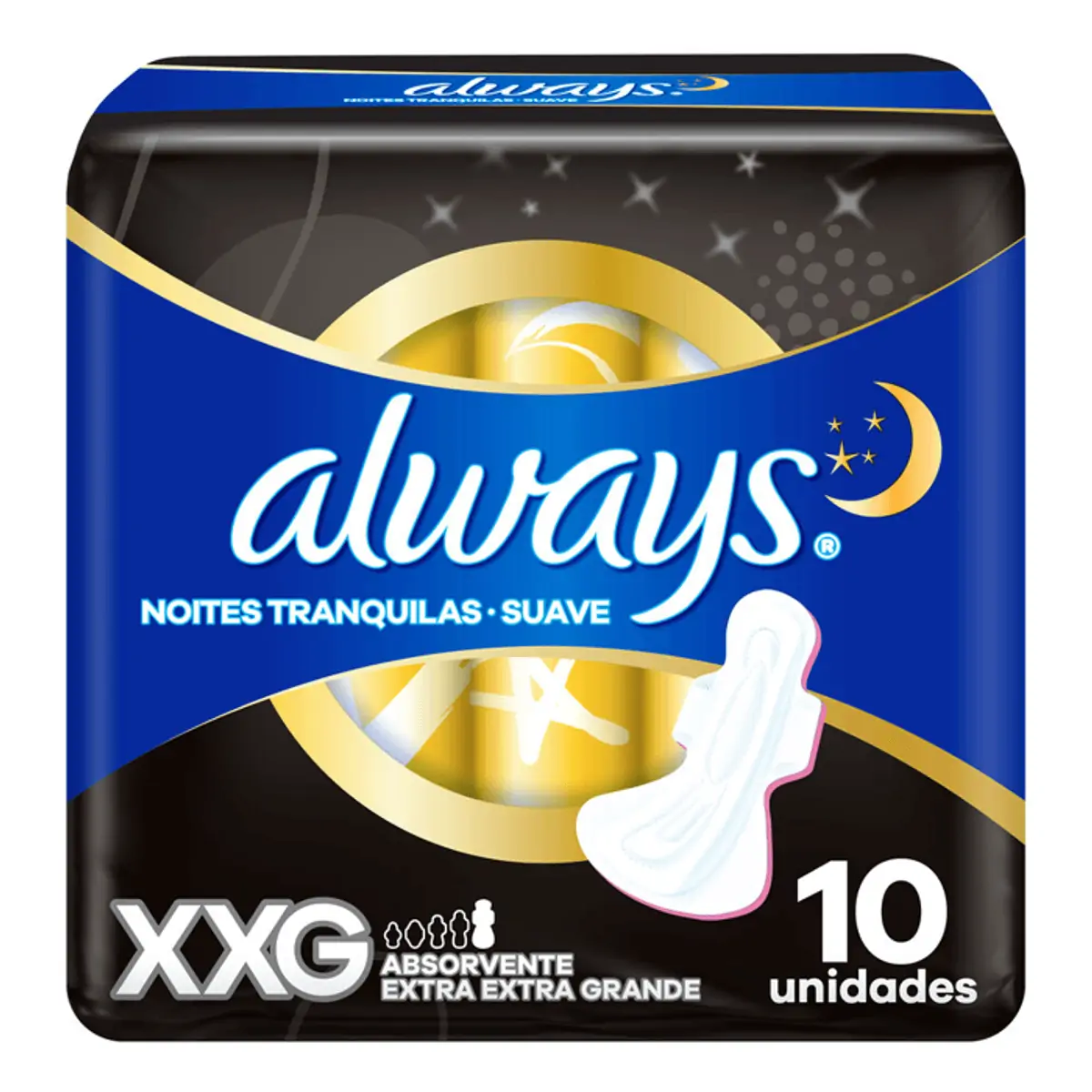 Absorvente Always Noites Tranquilas Tamanho XXG Suave 10 Unidades