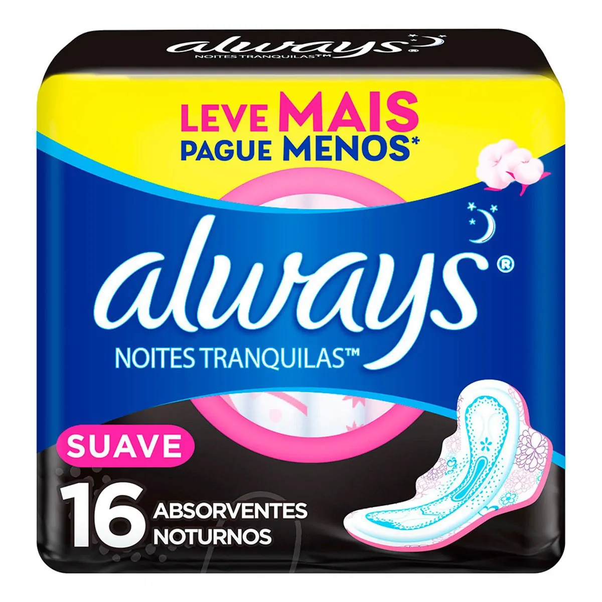 Absorvente Always Noturno Tamanho G Suave 16 Unidades