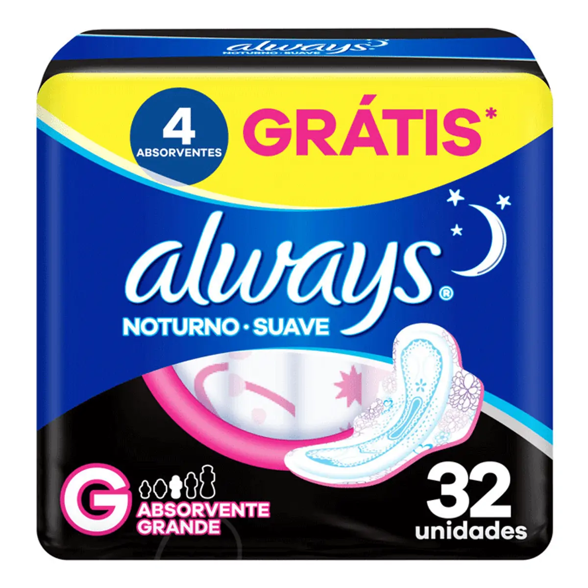 Absorvente Always Noturno Tamanho G Suave 32 Unidades