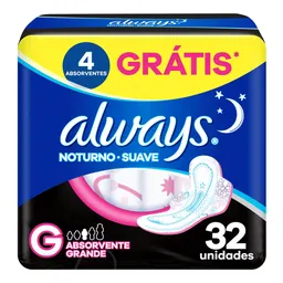 Absorvente Always Noturno Tamanho G Suave 32 Unidades