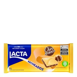 Barra de Chocolate Lacta Recheados Branco Recheio Ouro Branco 98g