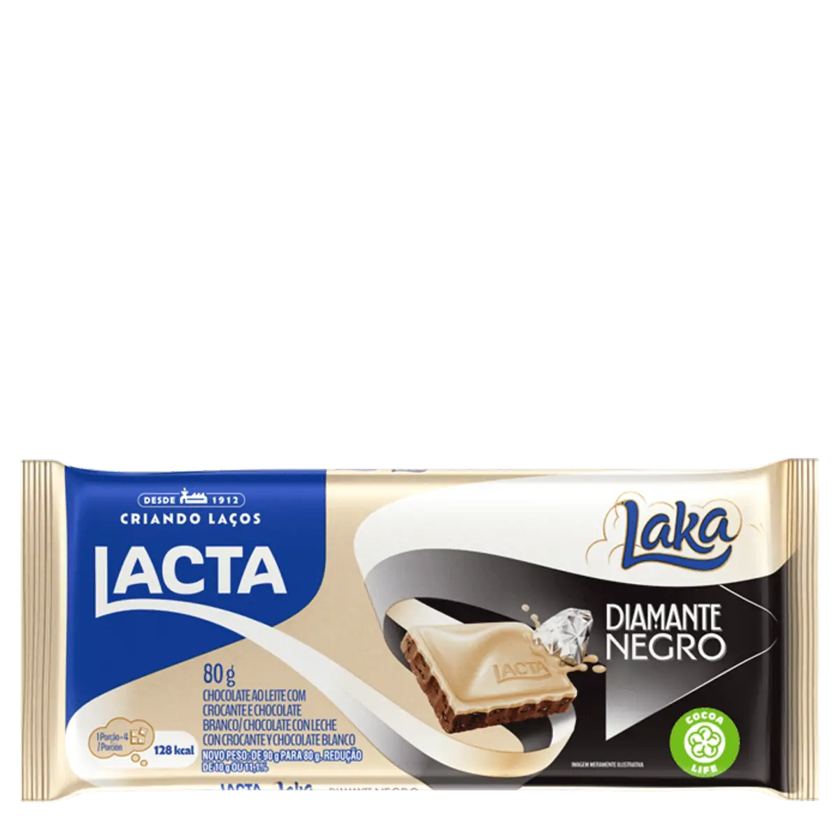Chocolate Ao Leite e Branco Lacta Laka + Diamante Negro 80g