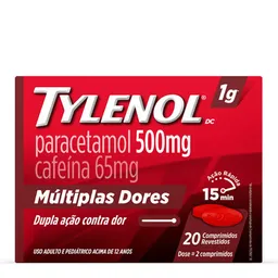 Analgésico e Antitérmico Tylenol DC 500mg + 65mg 20 Comprimidos