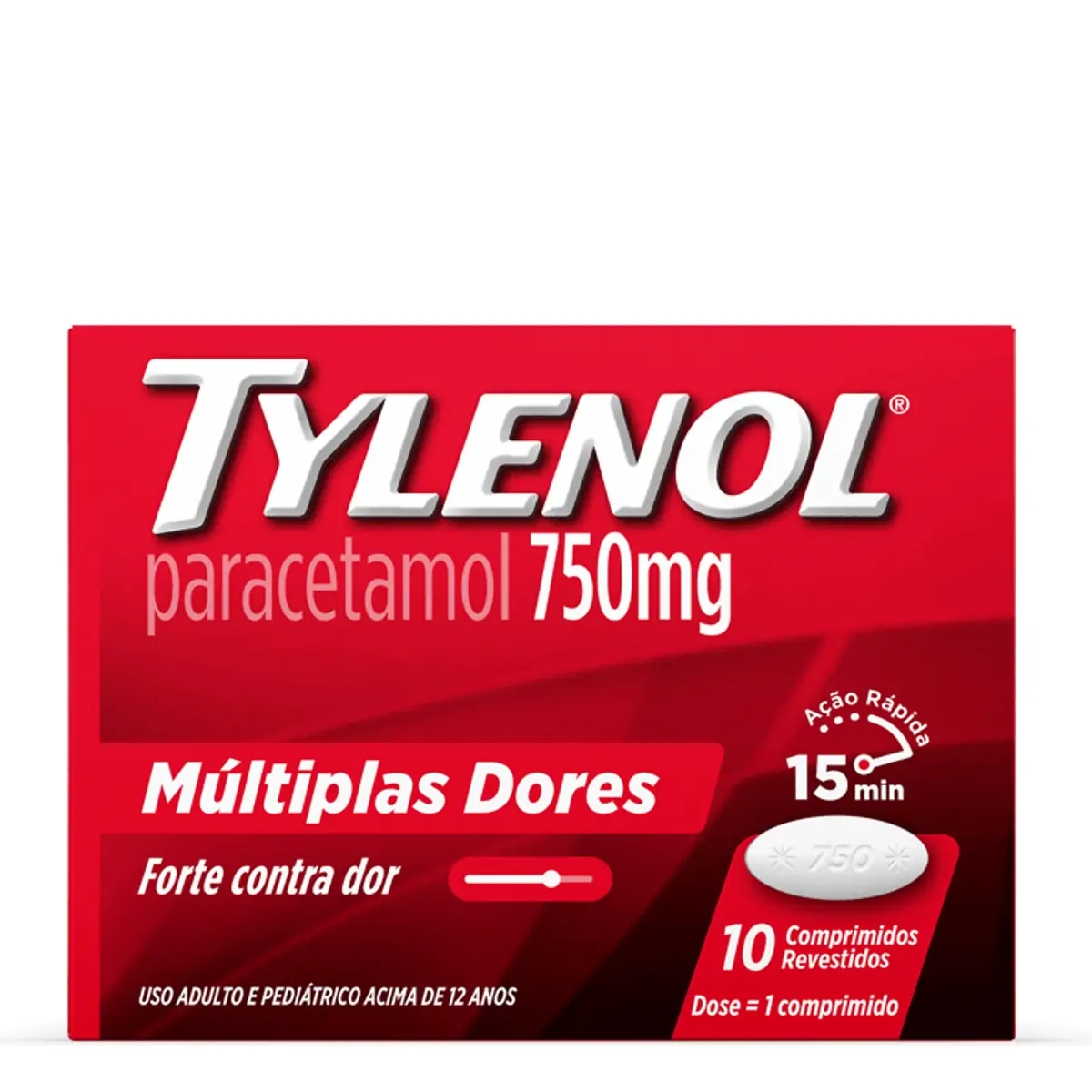 Analgésico Tylenol 750mg  10 Comprimidos