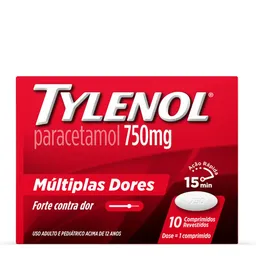 Analgésico Tylenol 750mg  10 Comprimidos
