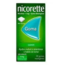 Para Parar de Fumar Nicorette 4mg 30 Goma Mastigáveis