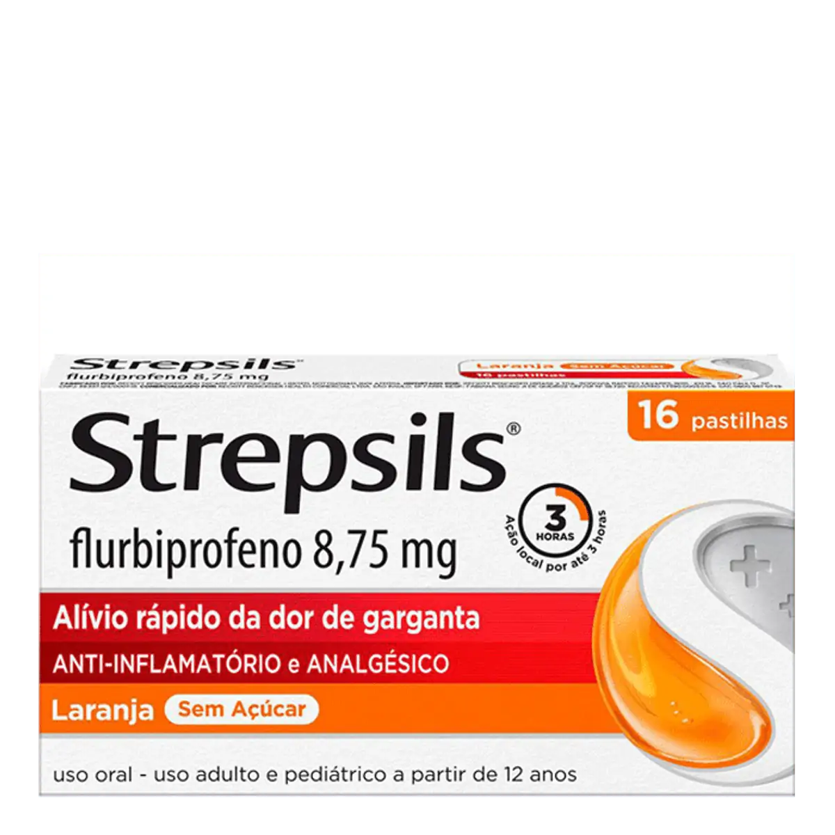 Anti-inflamatório e Analgésico Strepsils 8,75mg 16 Pastilhas Laranja