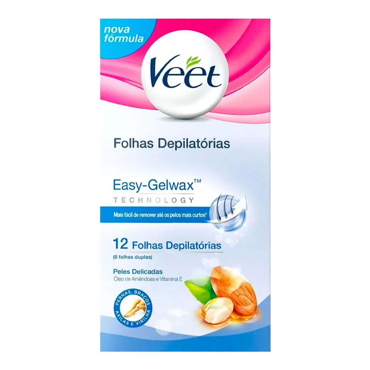 Cera Fria Corporal Veet Peles Delicadas 12 Folhas