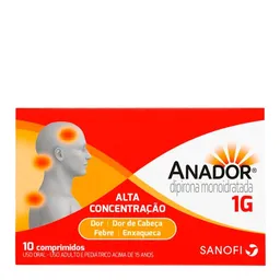 Analgésico e Antitérmico Anador 1g 10 Comprimidos