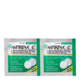 Analgésico e Antitérmico Aspirina C 400mg + 240mg 2 Comprimidos Efervescentes Limão