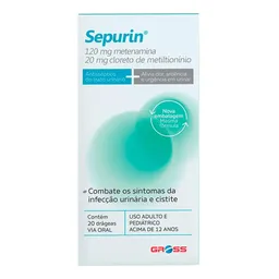 Antisséptico Sepurin 120mg + 20mg 20 Drágeas