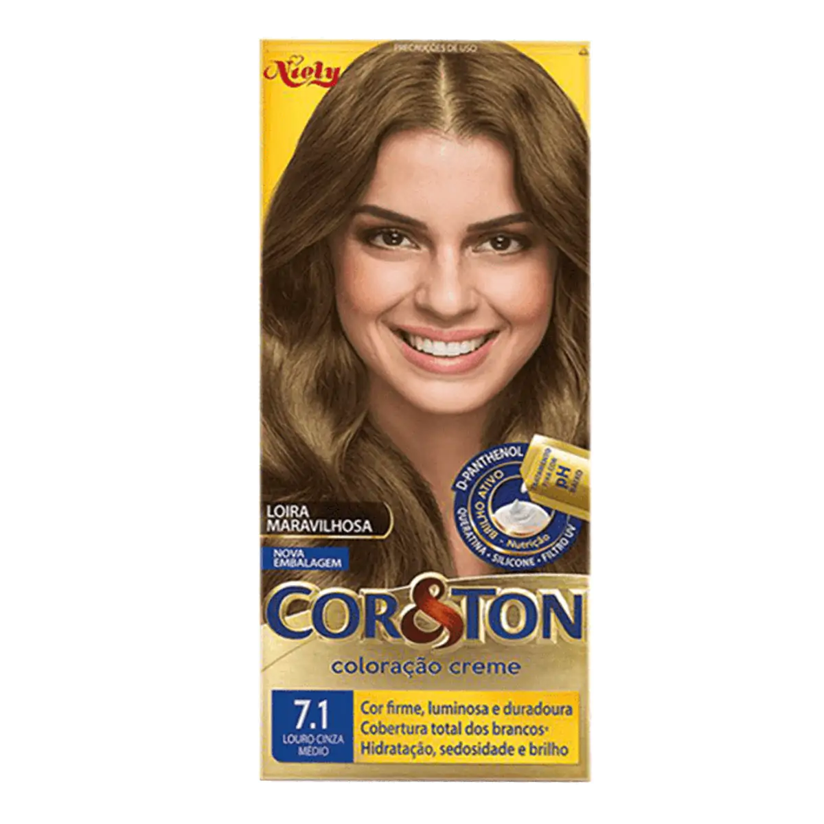 Tinta de Cabelo Niely Cor&Ton 7.1 Louro Médio Cinza