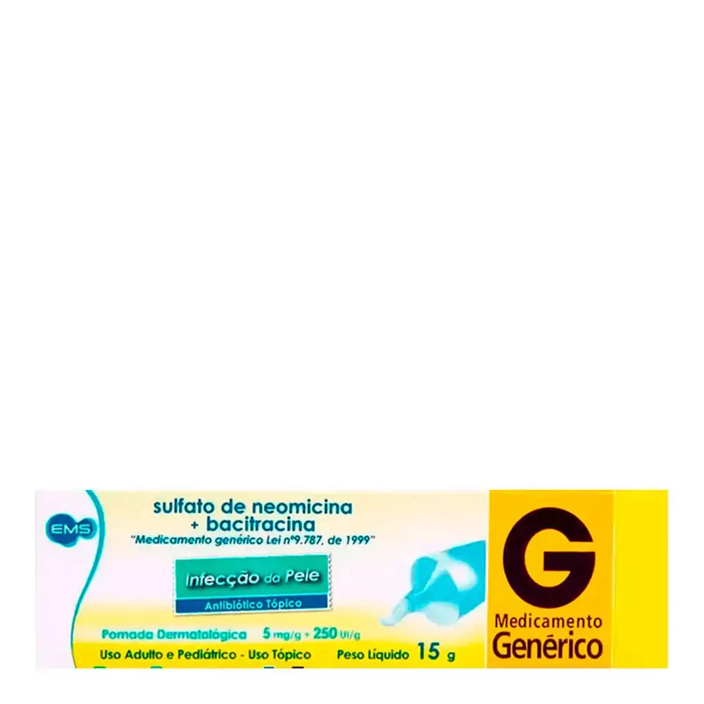 Sulfato de Neomicina + Bacitracina Genérico EMS Pomada 15g