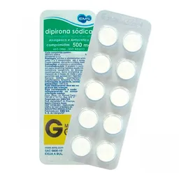 Analgésico e Antitérmico Dipirona Sódica 500mg Genérico EMS 10 Comprimidos
