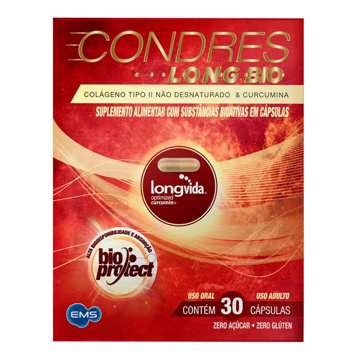 Suplemento Alimentar Colágeno Condres Long Bio Cúrcuma 30 Cápsulas