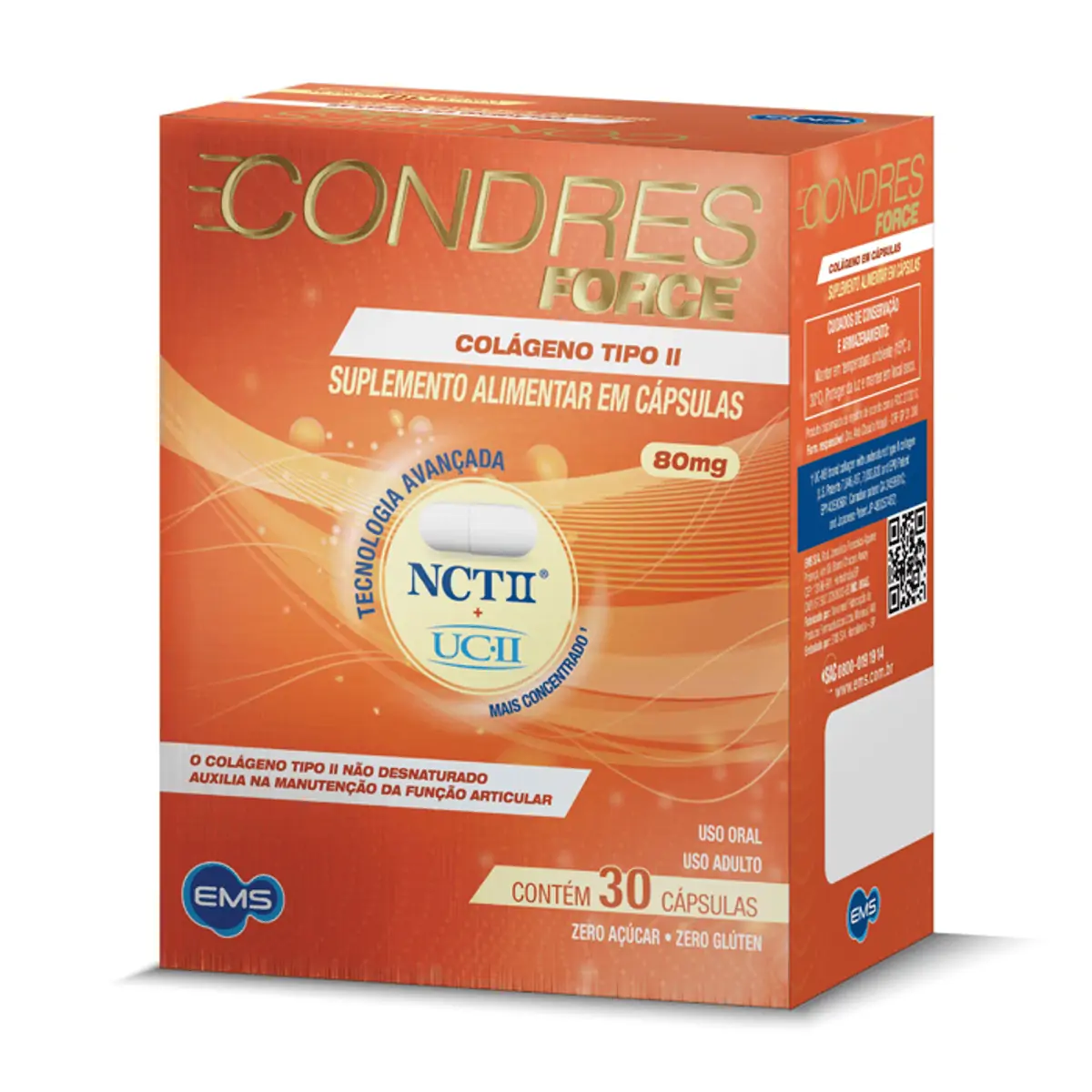 Suplemento Alimentar Condres Force Colágeno Tipo 2 80mg 30 Cápsulas