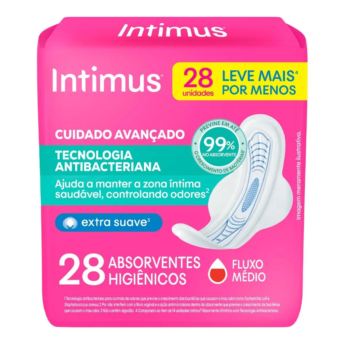Absorvente Intimus® Tecnologia Antibacteriana C/Abas 28 Unidades