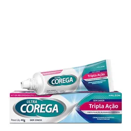 Fixador De Dentadura Ultra Corega Creme Sem Sabor Tripla Ação 40g Livre de Zinco