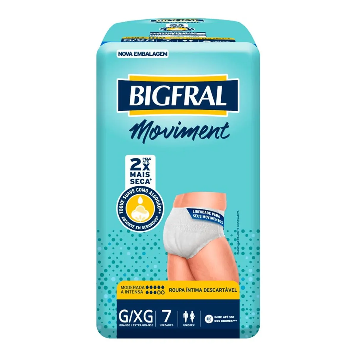 Roupa Íntima Moviment Bigfral Unissex - Tamanho G/XG - 07 unidades