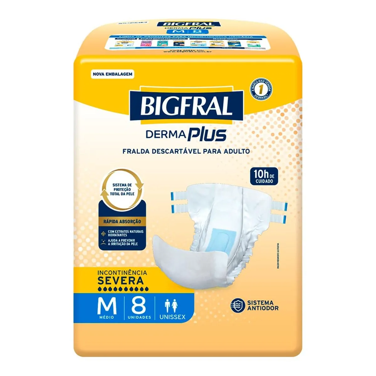 Fralda Geriátrica Bigfral Dermaplus M 8 Unidades