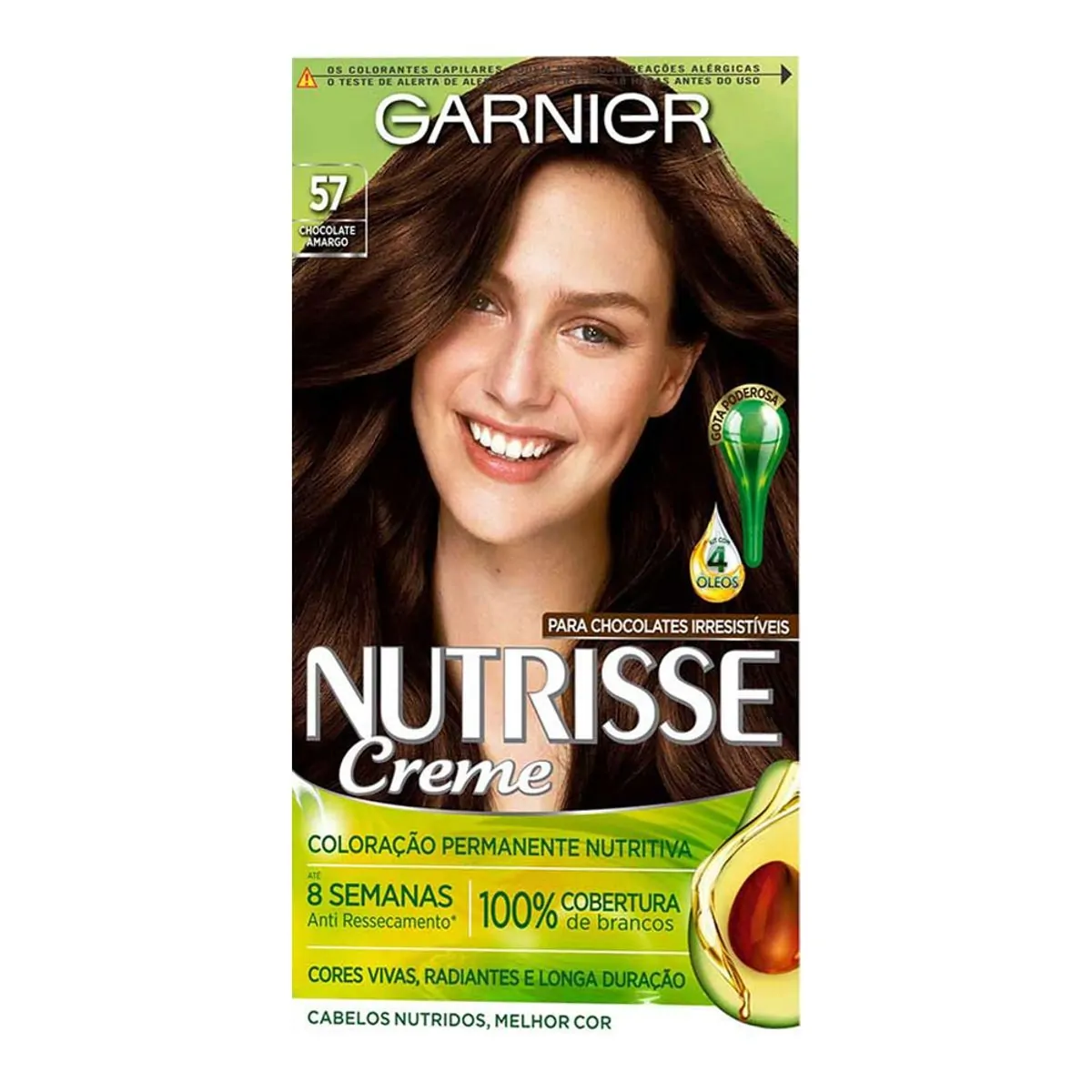 Tinta de Cabelo Garnier Nutrisse Creme 57 Chocolate Amargo