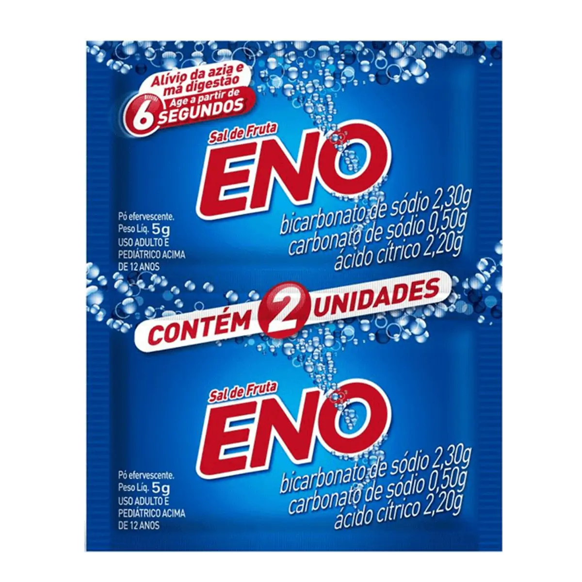 Antiácido Sal de Fruta Eno 2,3g + 0,5g + 2,20g 2 Envelopes