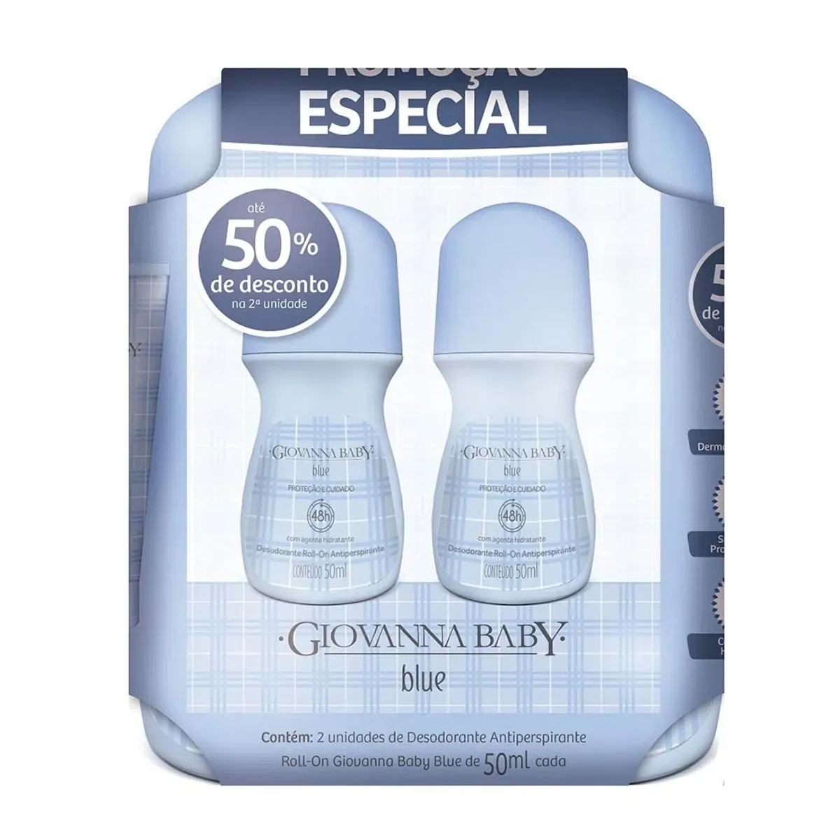 Desodorante Giovanna Baby Roll On Blue 50ml 2 Unidades