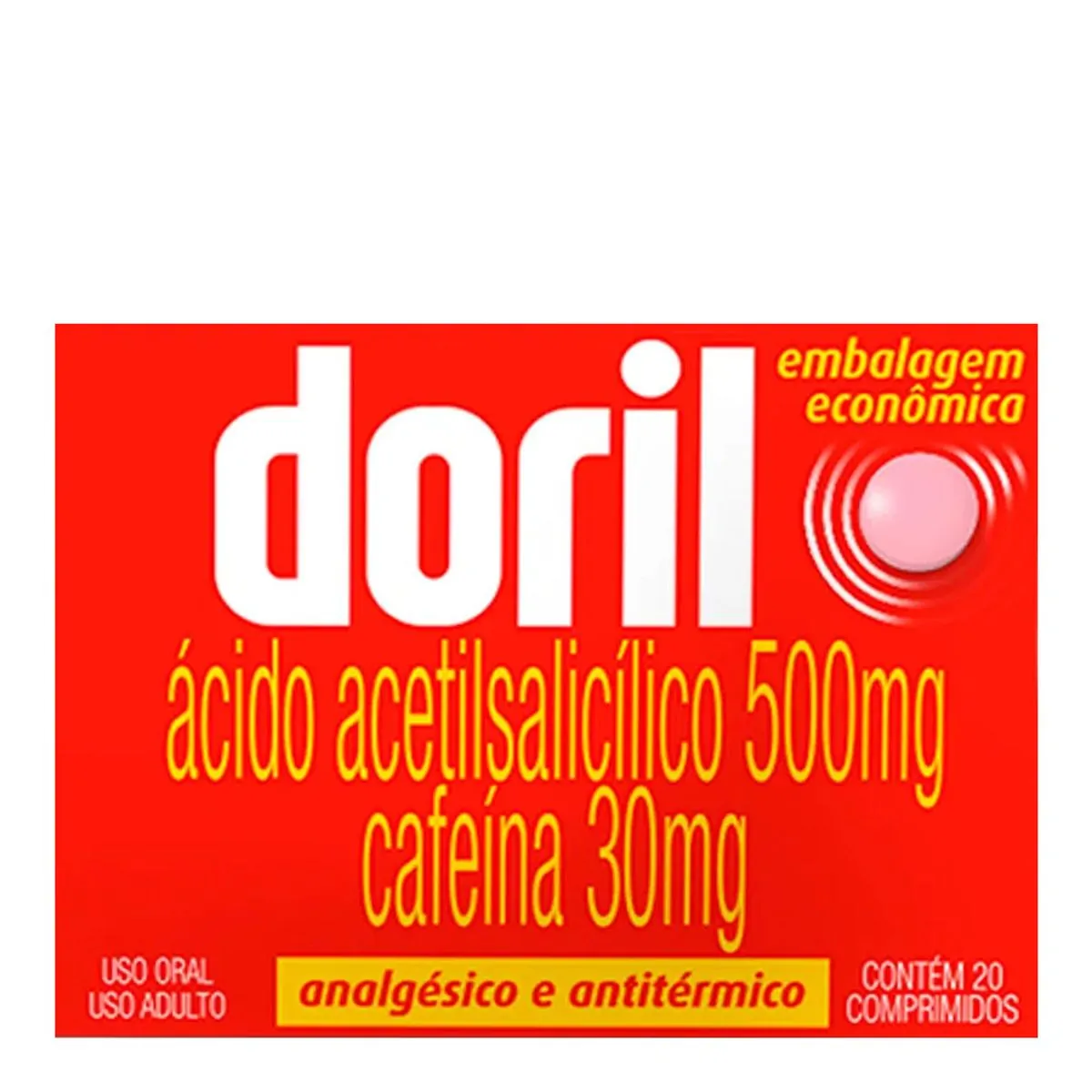 Analgésico e Antitérmico Doril 500mg + 30mg 20 Comprimidos