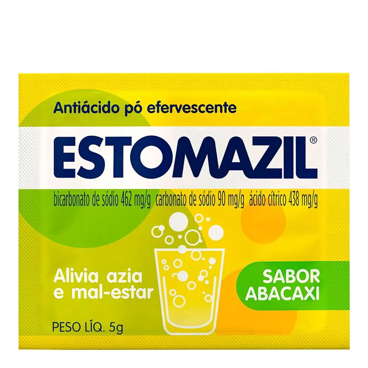 Antiácido Estomazil 462mg/g + 90mg/g + 438mg/g 5g 1 Envelope Abacaxi