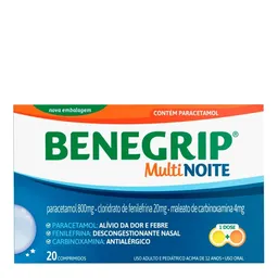 Antigripal, Analgésico, Antitérmico, Antialérgico e Descongestionante Benegrip Multi Noite 800mg + 2