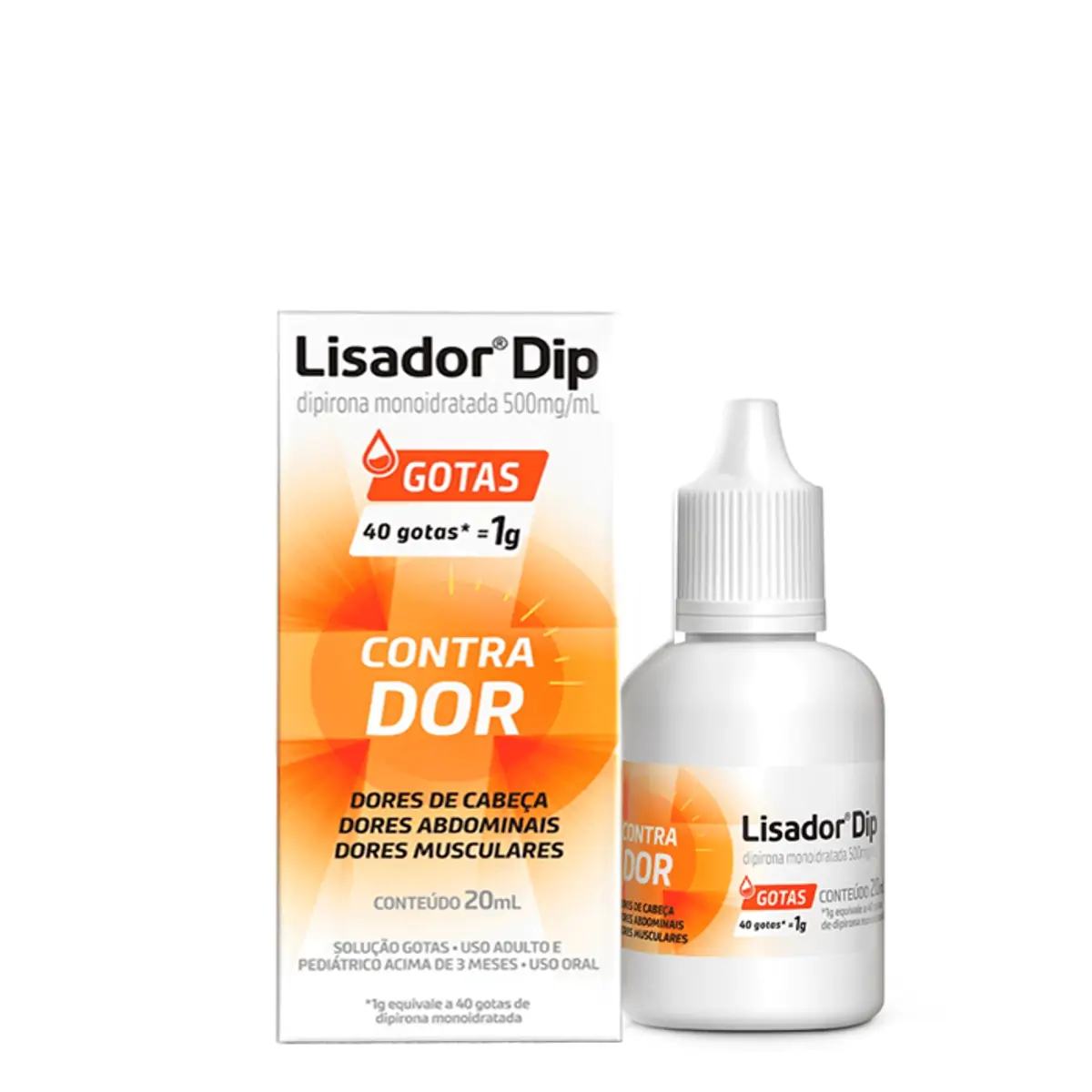 Analgésico e Antitérmico Lisador Dip 500mg/ml 20ml