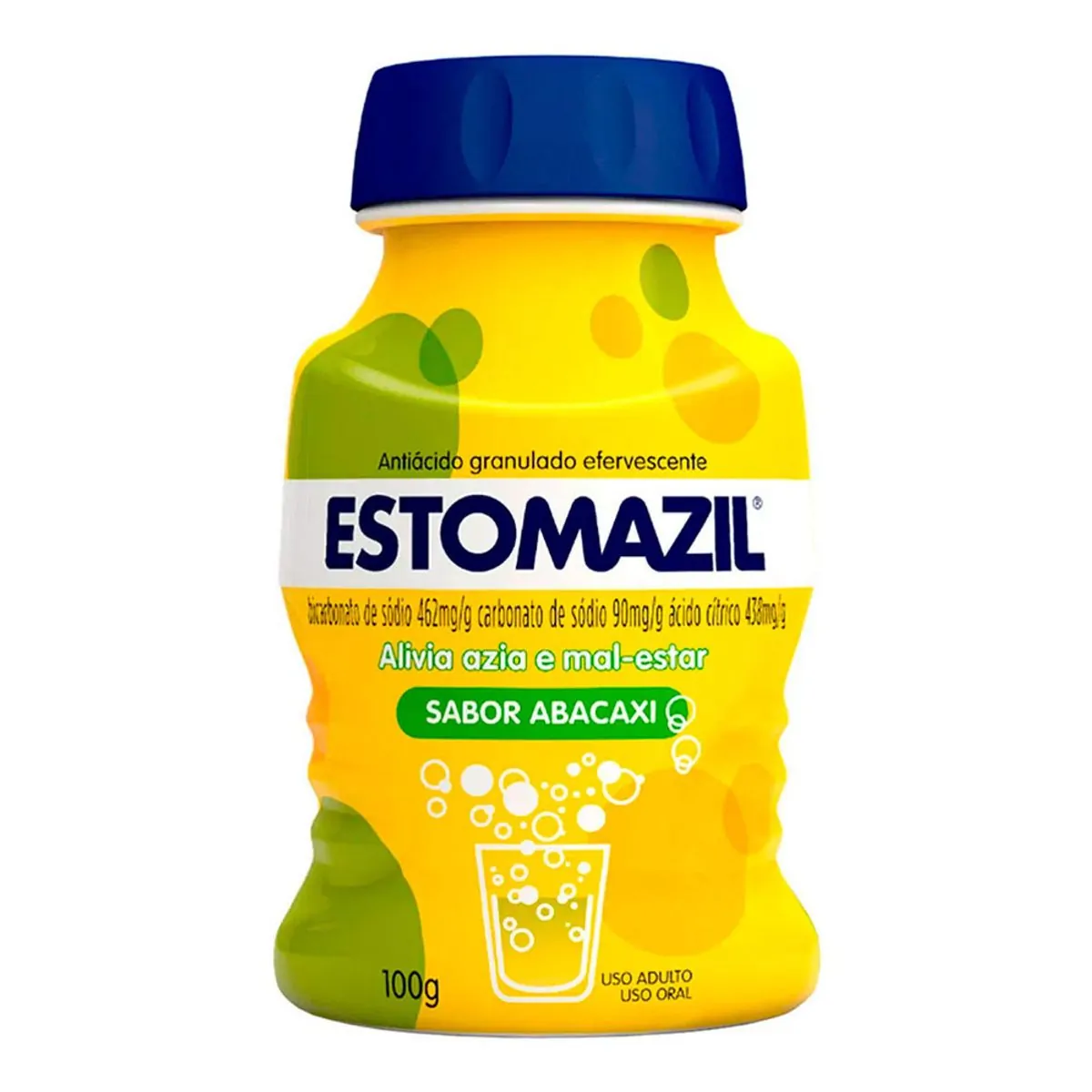 Antiácido Estomazil 462mg/g + 90mg/g + 438mg/g 100g Pó Efervescente Abacaxi
