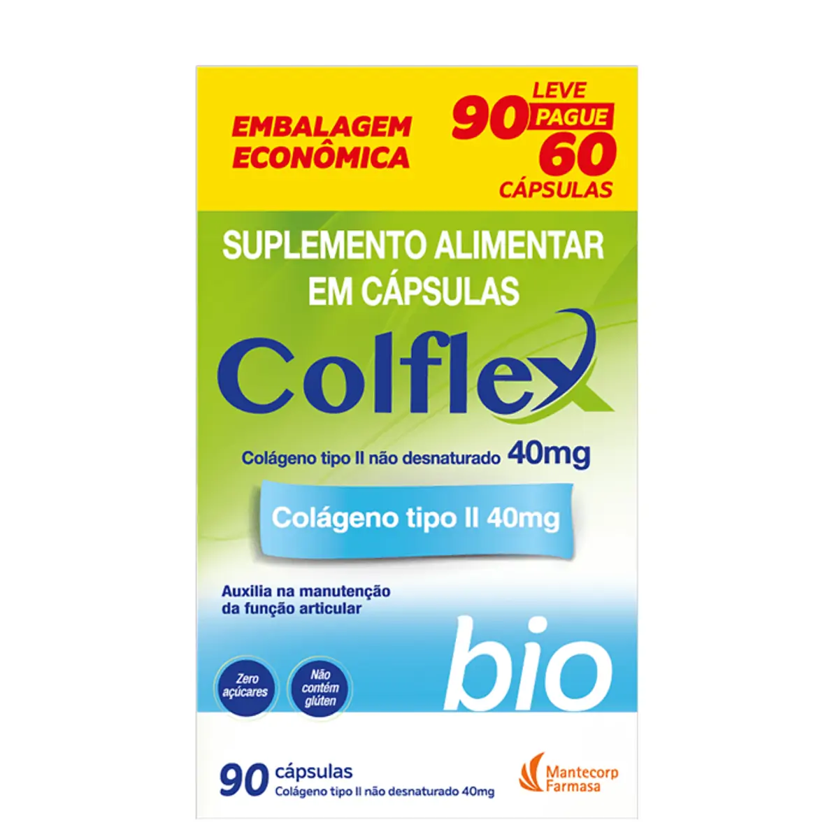 Colágeno Tipo II 40mg Colflex Bio 90 Cápsulas