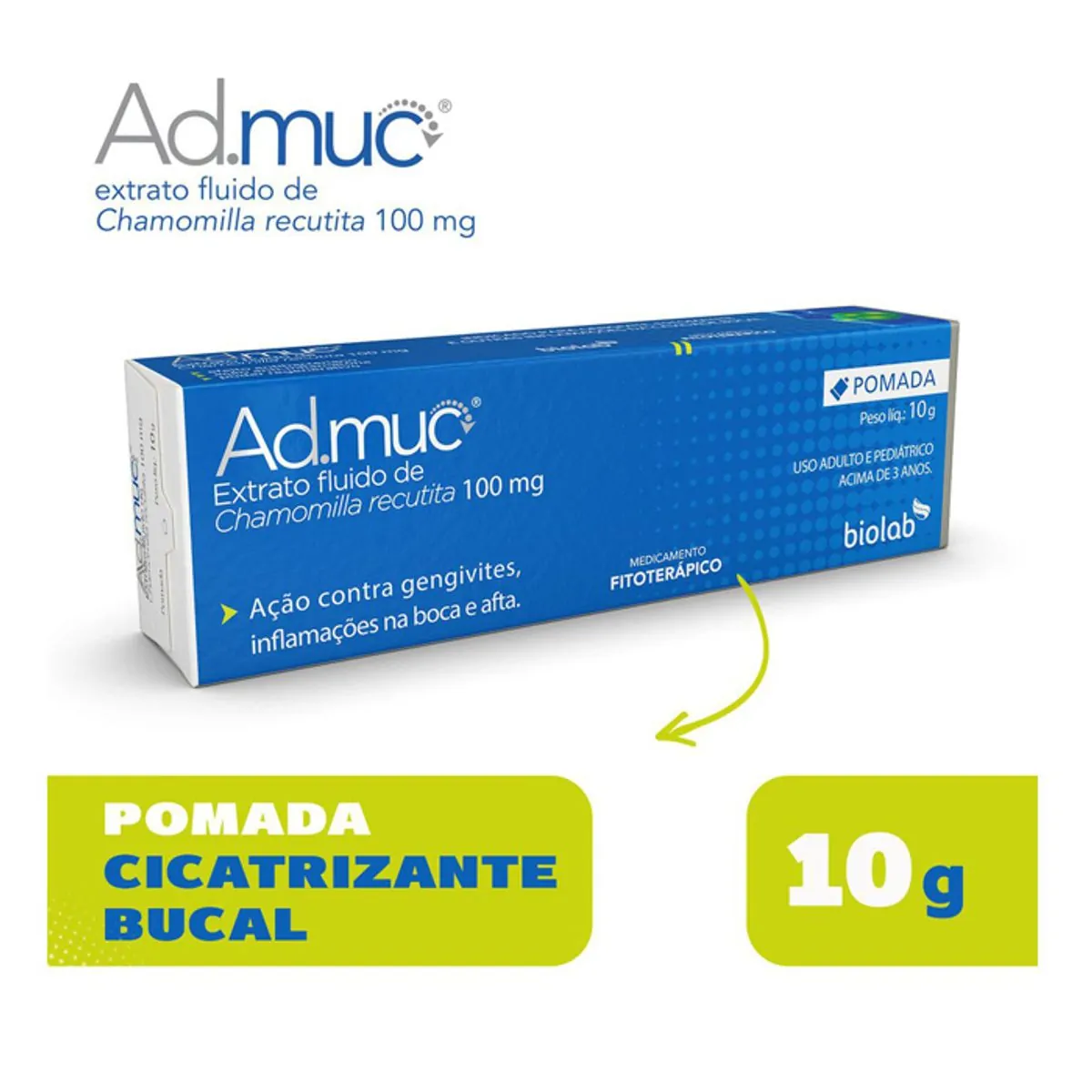 Anti-inflamatório e Antisséptico AD-Muc 100mg/g Biolab 10g Pomada