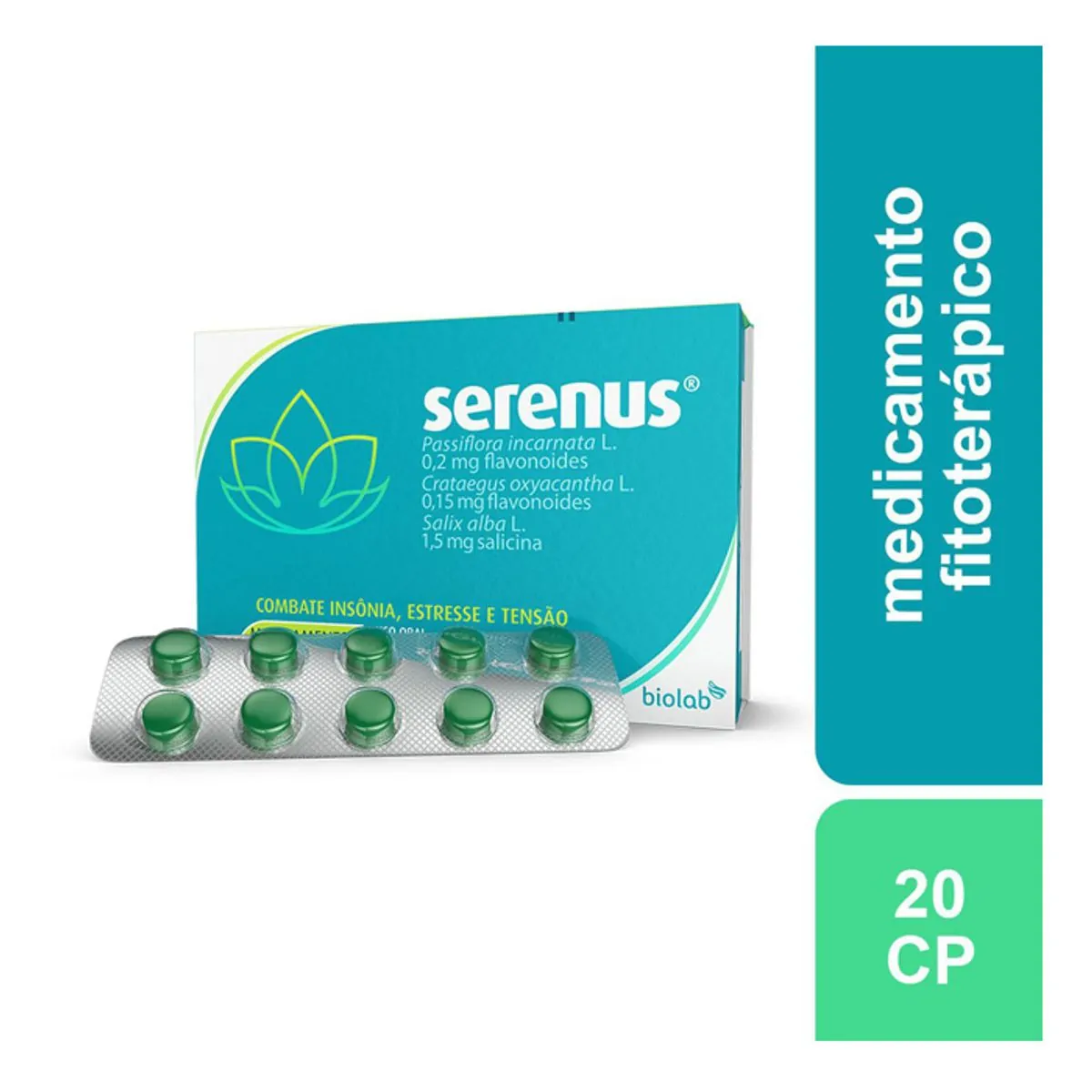Fitoterápico Serenus 0,15mg + 0,2mg + 1,5mg 20 Comprimidos Revestidos