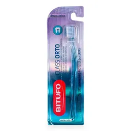 Escova Dental Ortodôntica Bitufo Class Orto Macia e Média 1 Unidade + 1 Protetor de Cerdas