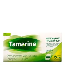 Laxante e Fitoterápico Tamarine 14,634mg + 11,700mg 20 Cápsulas