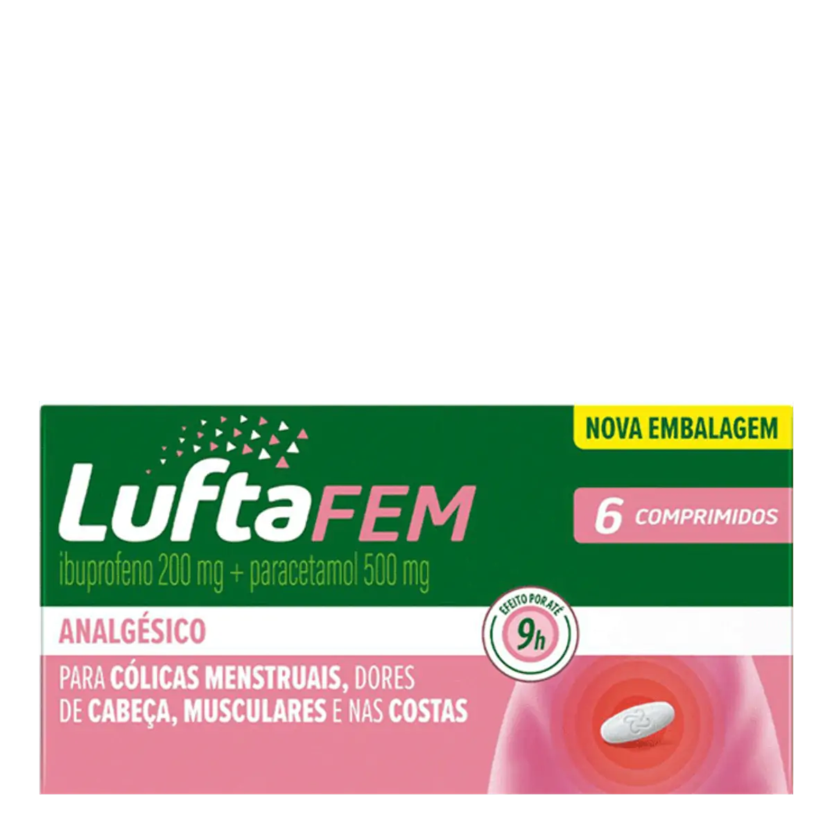 Analgésico Luftafem 200mg + 500mg 6 Comprimidos
