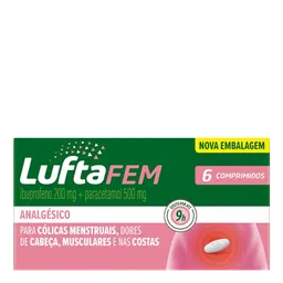 Analgésico Luftafem 200mg + 500mg 6 Comprimidos