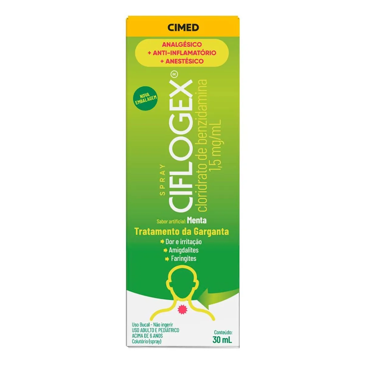Analgésico, Anestésico e Anti-Inflamatório Ciflogex 1,5mg/ml 30ml Menta
