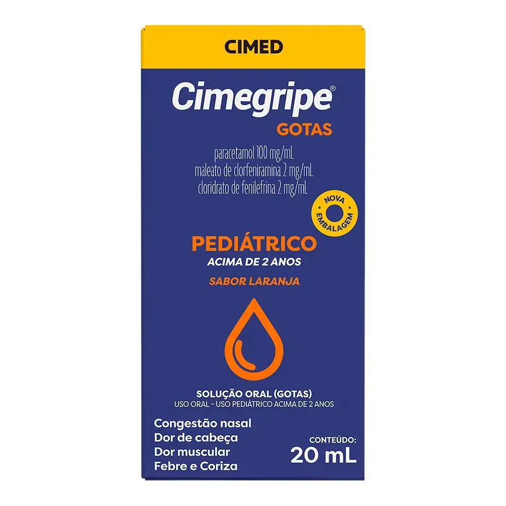 Analgésico, Antitérmico e Antigripal Cimegripe 100mg/ml + 2mg/ml + 2mg/ml 20ml