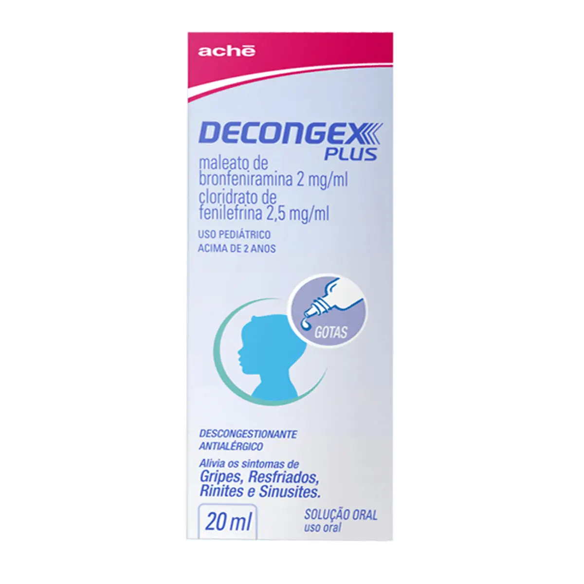 Descongestionante, Antialérgico e Antigripal Decongex Plus 2mg/ml + 2,5mg/ml 20ml