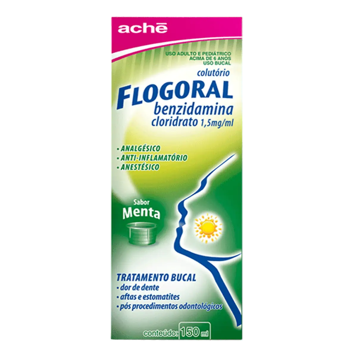 Anestésico, Anti-inflamatório e Analgésico Flogoral 1,5mg/ml 150ml Menta