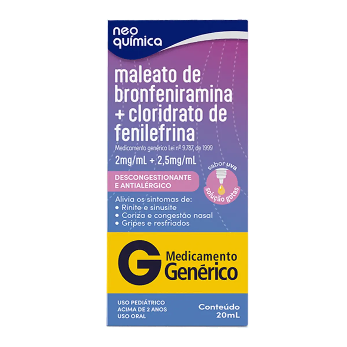 Descongestionante e Antialégico Maleato De Bronfeniramina 2mg/ml + Cloridrato De Fenilefrina 2,5mg/m
