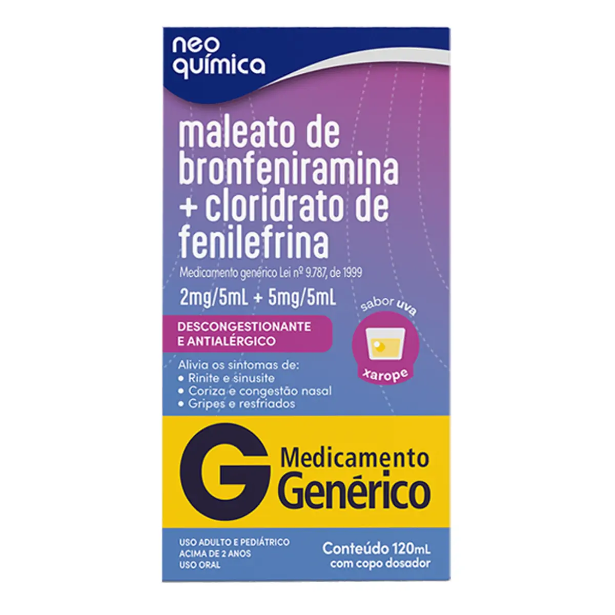Descongestionante e Antialégico Maleato De Bronfeniramina 2mg/5ml + Cloridrato De Fenilefrina 5mg/5m