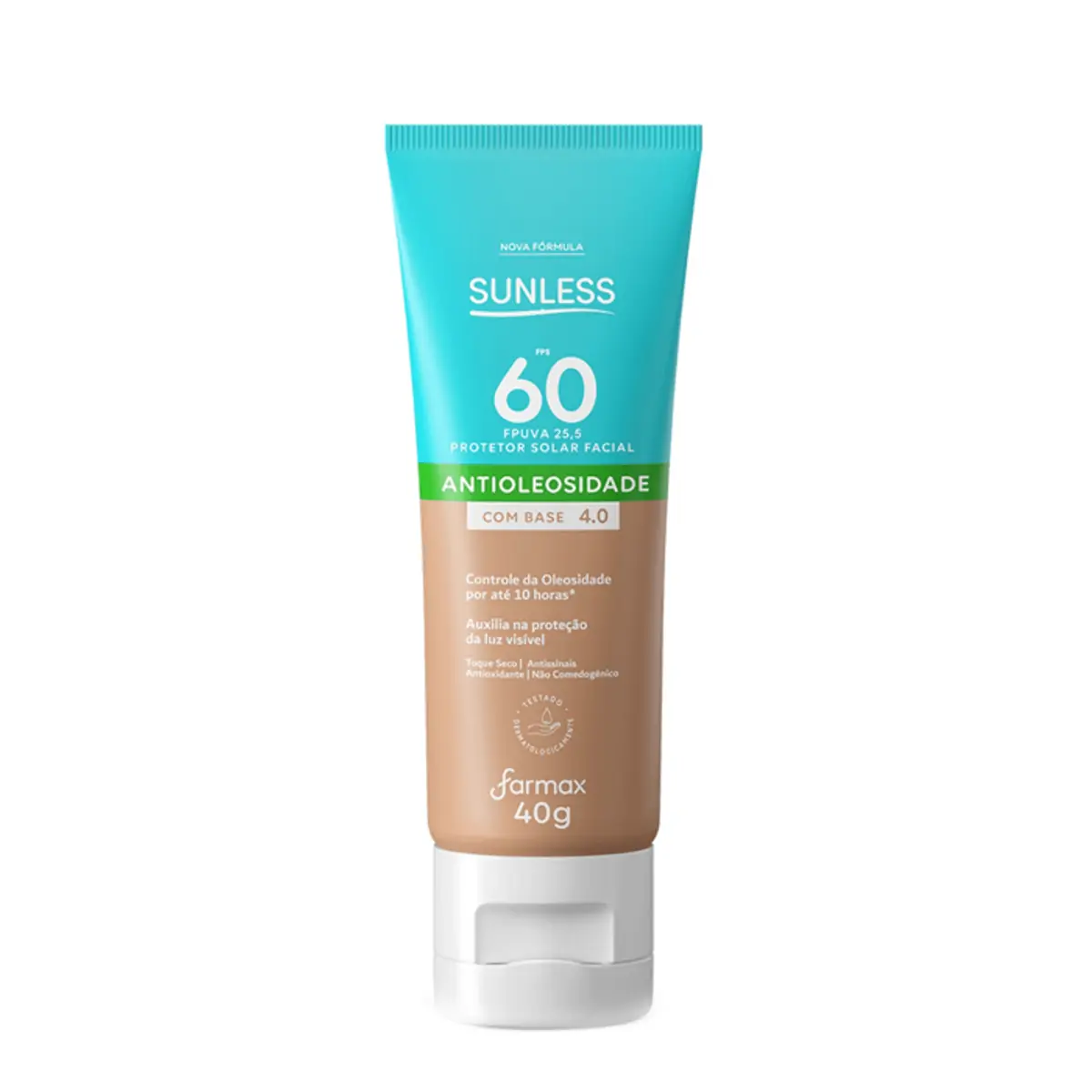 Protetor Solar Facial Sunless FPS 60 Antioleosidade Base Cor 4.0 40g